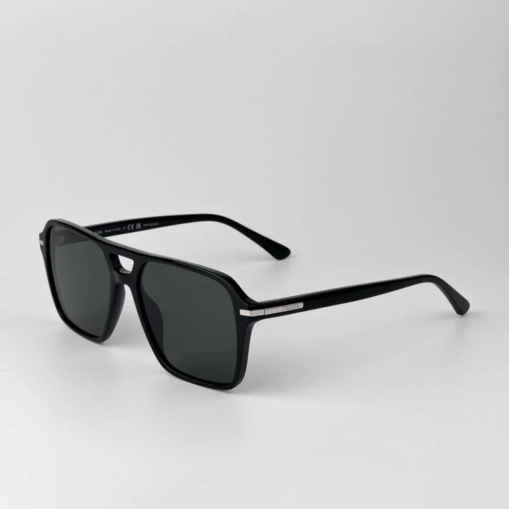 Prada PR20YS Sunglasses – Black Pilot Frame Green Polarized | Model 1AB03R